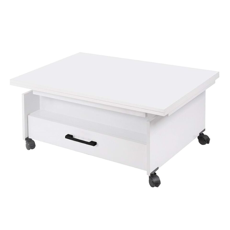 Mobilgen Beyaz Kademeli Fonksiyonlu Sehpa