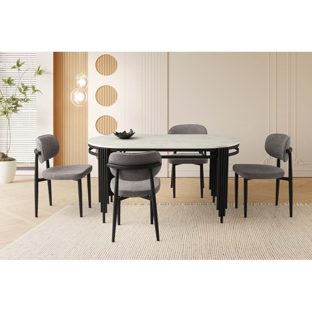 Mobilgen Marmo 4 Adet Siesta Sandalye 160x90 S Mirella HG Masa Takımı