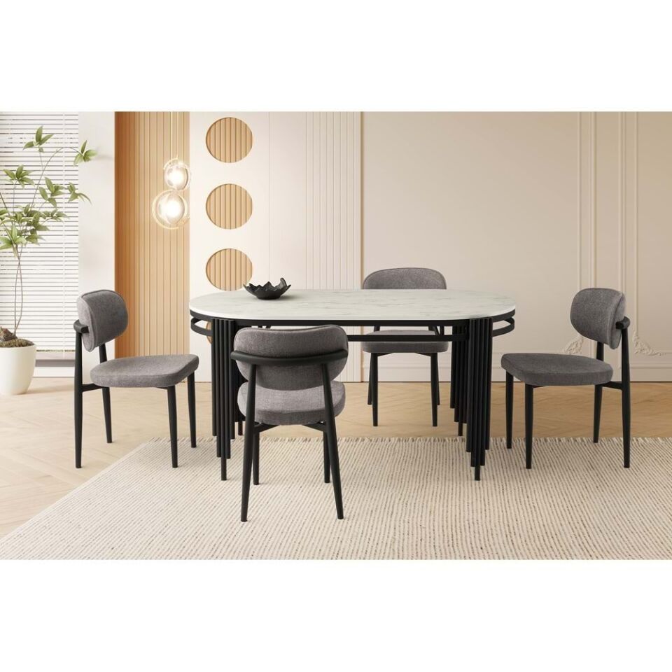 Mobilgen Marmo 4 Adet Siesta Sandalye 160x90 S Mirella HG Masa Takımı