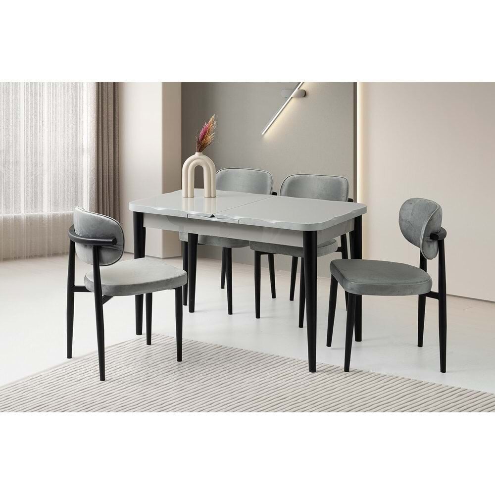 Mobilgen 4 Adet Siesta Sandalye 120+30x70 Kelebek Kütük HG Açılabilir Masa Takımı