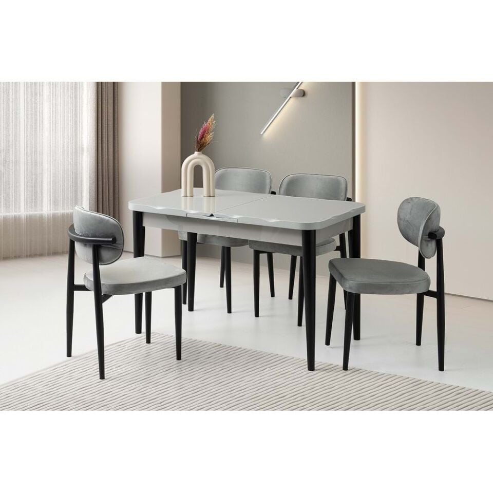 Mobilgen 4 Adet Siesta Sandalye 120+30x70 Kelebek Kütük HG Açılabilir Masa Takımı