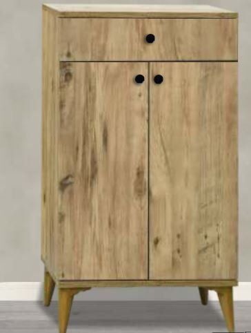 1 Çekmeceli 2 Kapılı  Çok Amaçlı Çam Ayakkabılık Dolap