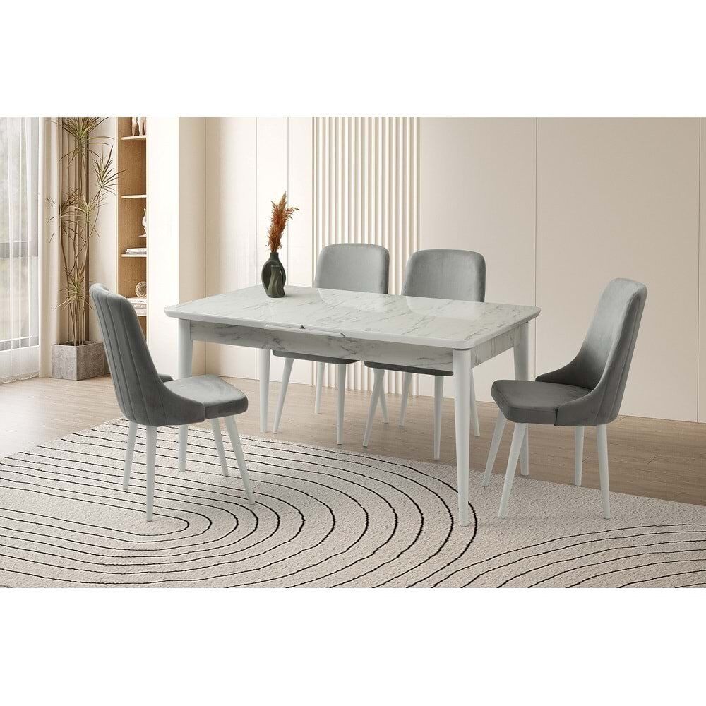 Mobilgen (Sadece Masa) Marmo 160+37x90 Kelebek Tekno Kenar HG Açılabilir Masa