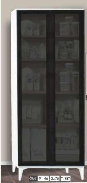 2 Kapılı Aynasız Camlı Reflekte Çok Amaçlı Beyaz Dolap