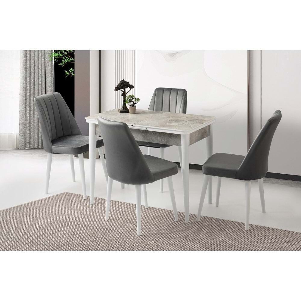 Mobilgen 4 Adet Sude Sandalye 100+25x60 Kelebek Tekno kenar HG Açılabilir Masa Takımı