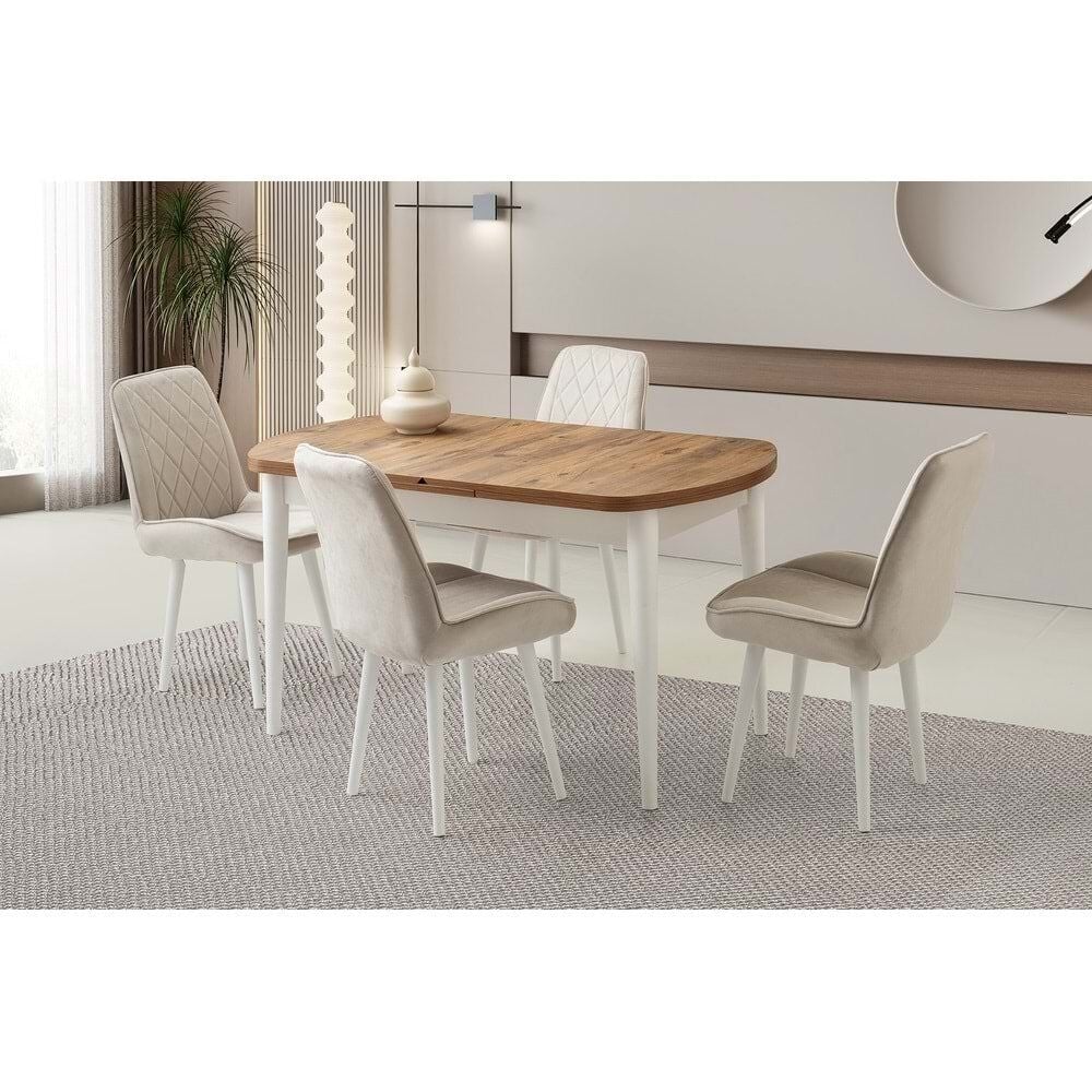 Mobilgen Diş Budak 4 Adet Fulya Sandalye 140+35x80 Kelebek Kaşıklık Açılabilir Masa Takımı