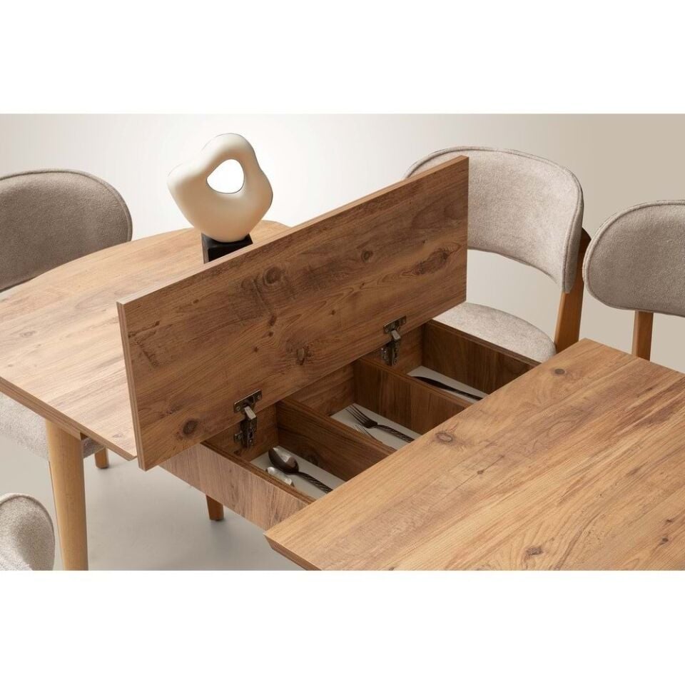 Mobilgen Diş Budak 4 Adet Fulya Sandalye 140+35x80 Kelebek Kaşıklık Açılabilir Masa Takımı