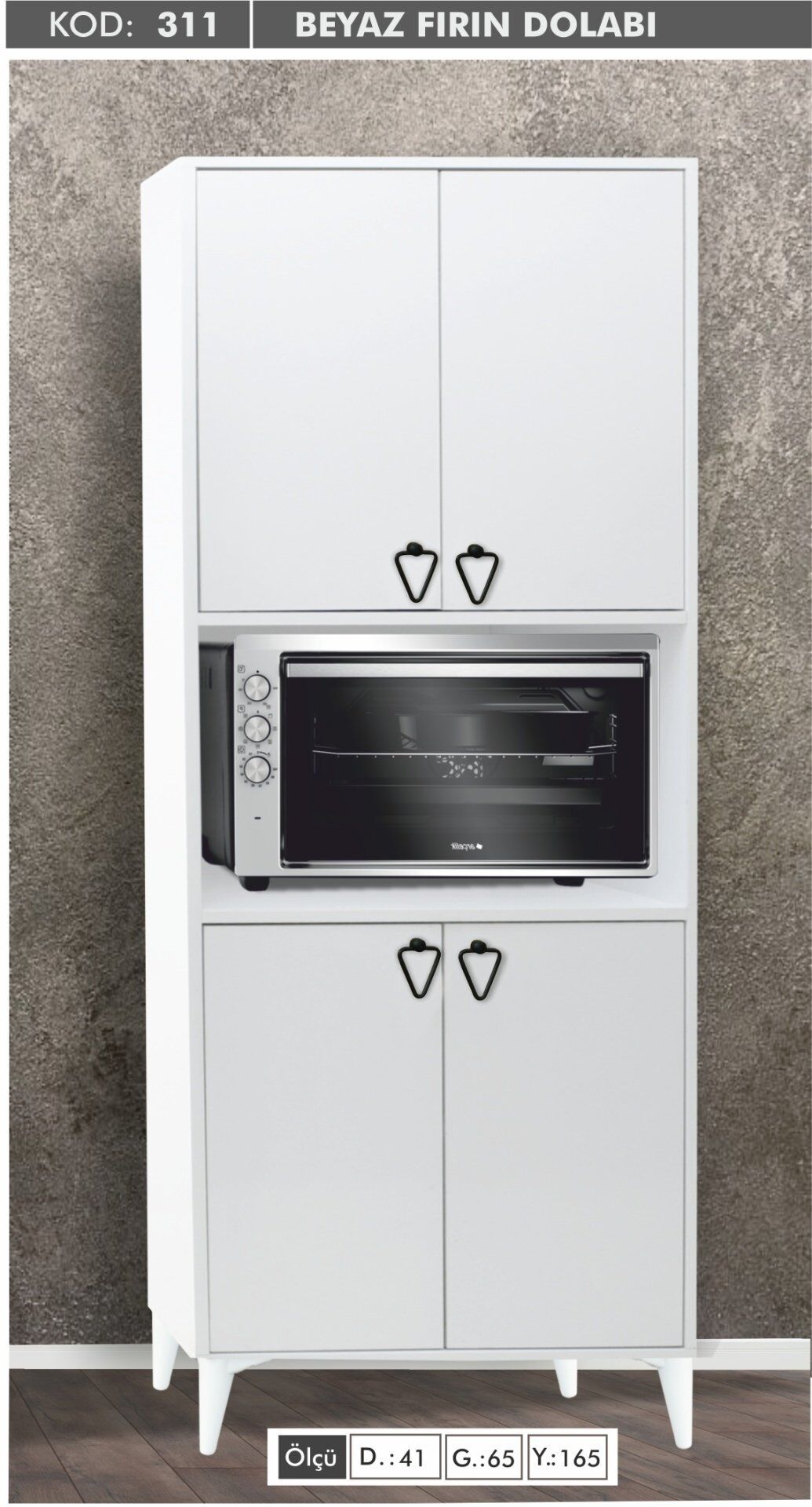 4 Kapılı Çok Amaçlı Beyaz Fırın Dolabı