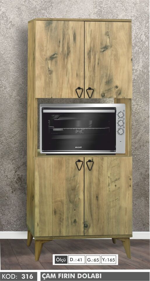 4 Kapılı Çok Amaçlı Çam Fırın Dolabı