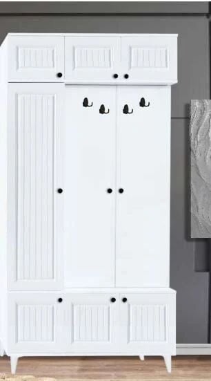 3 Kapılı Aynasız Beyaz Yağmur Portmanto