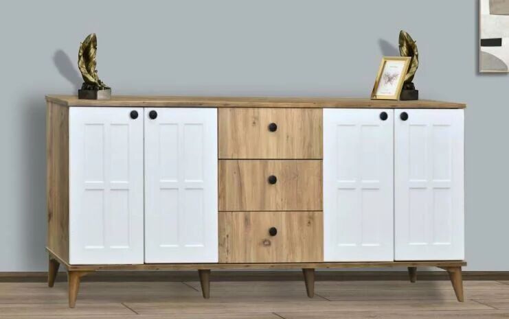 4 Kapılı 3 Çekmeceli Kare Çam Konsol