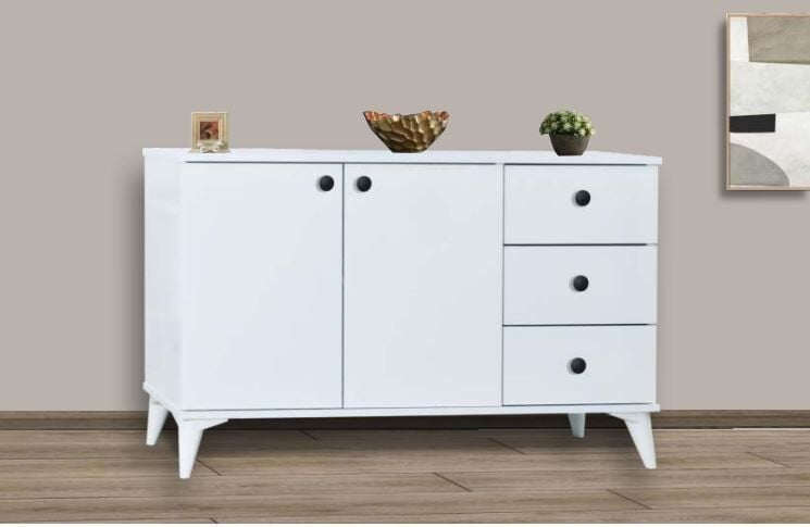 3 Çekmeceli 2 Kapılı Beyaz Konsol