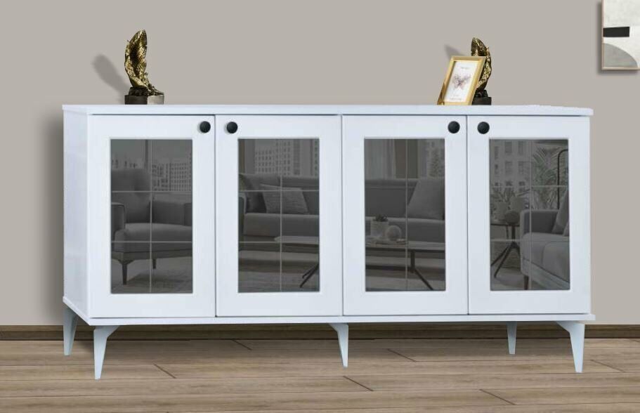 4 Kapılı Aynalı Beyaz Konsol