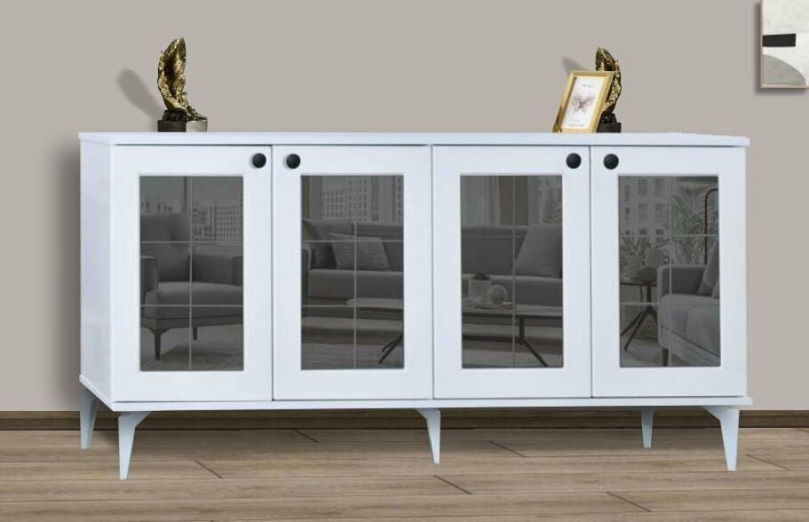 4 Kapılı Aynalı Beyaz Konsol