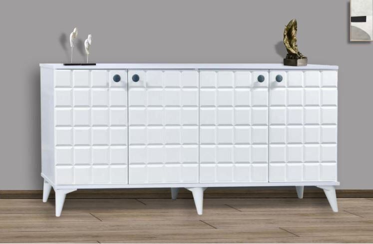 4 Kapılı Damalı Beyaz Konsol