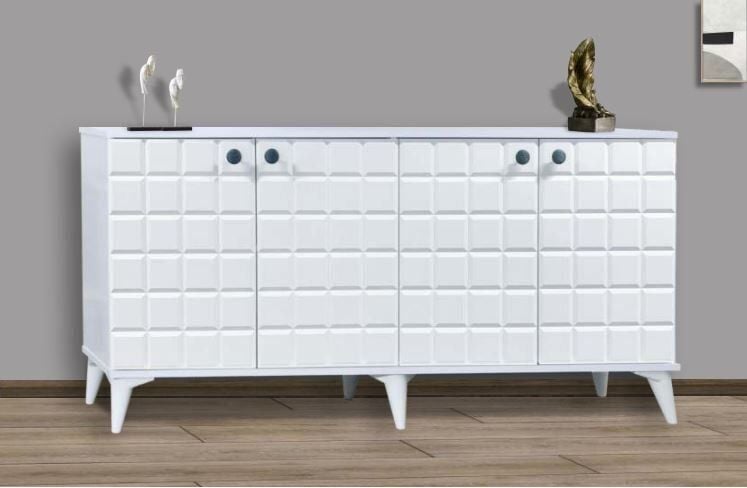 4 Kapılı Damalı Beyaz Konsol