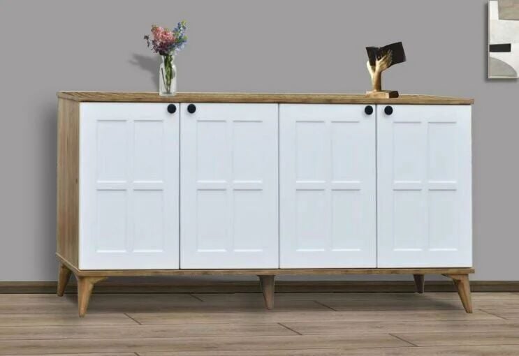 4 Kapılı Kare Çam/Beyaz Konsol