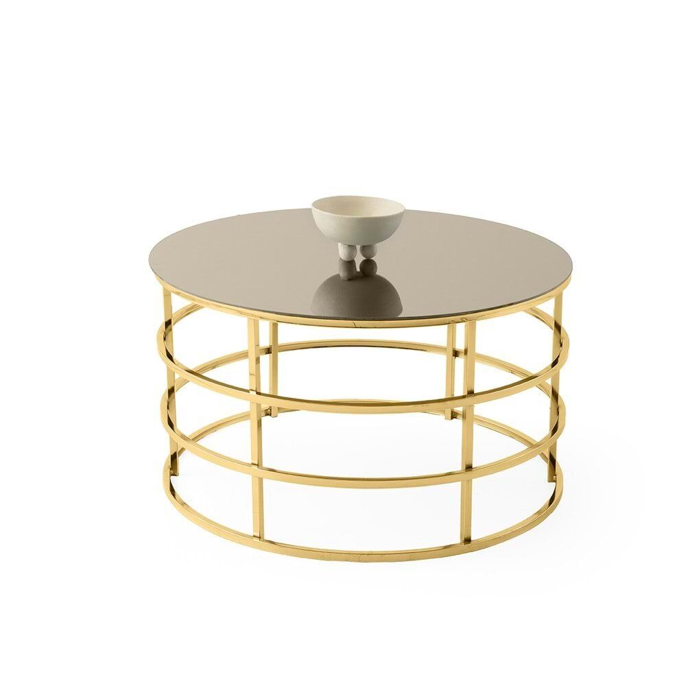 Bronz Cam Afra Orta Sehpa