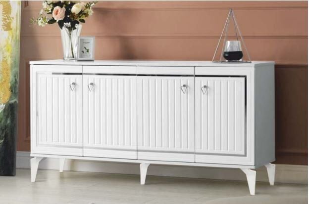 4 Kapılı Beyaz/Gümüş Konsol