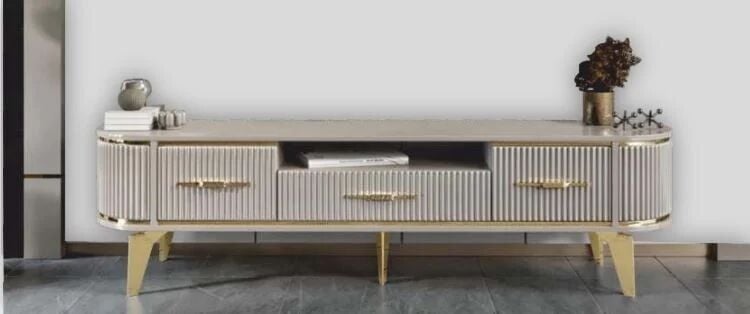 2 Kapılı 1 Çekmeceli Kapuçino Oval Tv Sehpası