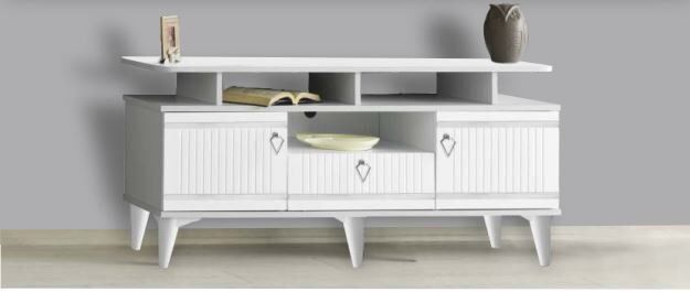 2 Kapılı 1 Çekmeceli Gümüş Kordon TV Sehpası