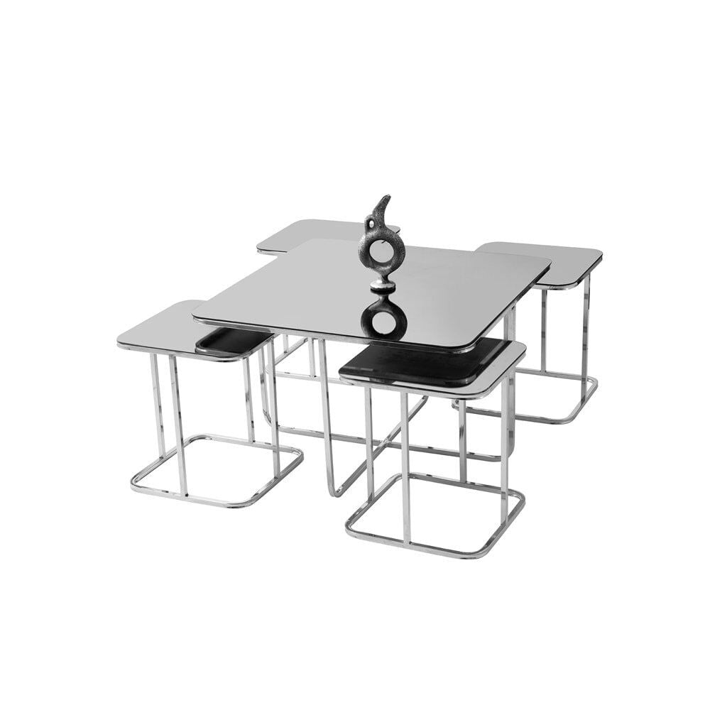 Füme Cam Oval Kare Pizza Orta Sehpa