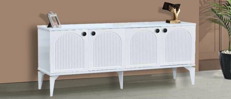 4 Kapılı Beyaz Bohem TV Sehpası