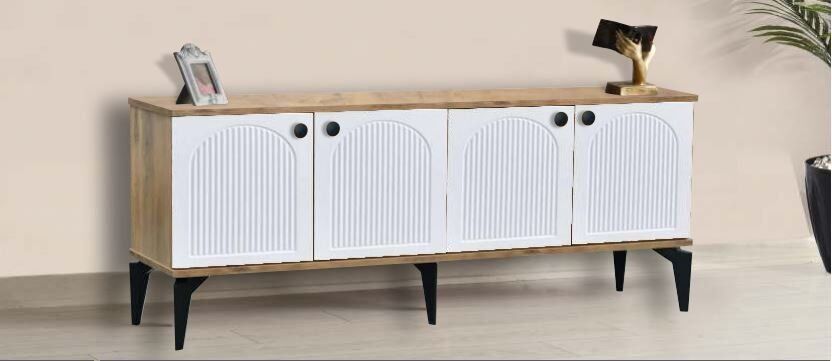 4 Kapılı Çam/Beyaz Bohem TV Sehpası