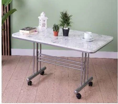 Beyaz Mermer Metal Ayaklı Masa
