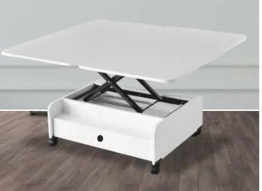 Beyaz Oval Kademeli Sehpa