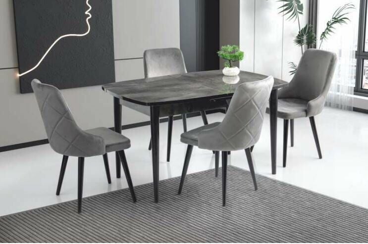 High Gloss MDF Masa/İrony- 4 Adet Exen Sandalye Masa Takımı