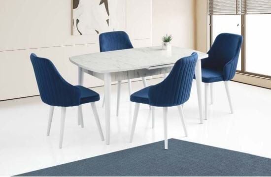 High Gloss MDF Masa/Marmo- Karen Sandalye Masa Takımı