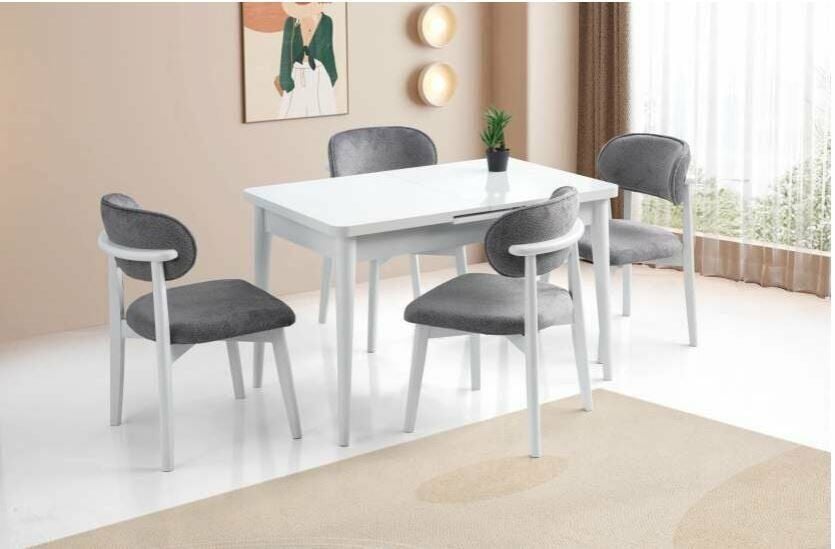 MDF Masa/Beyaz- 4 Adet Polo Sandalye Masa Takımı