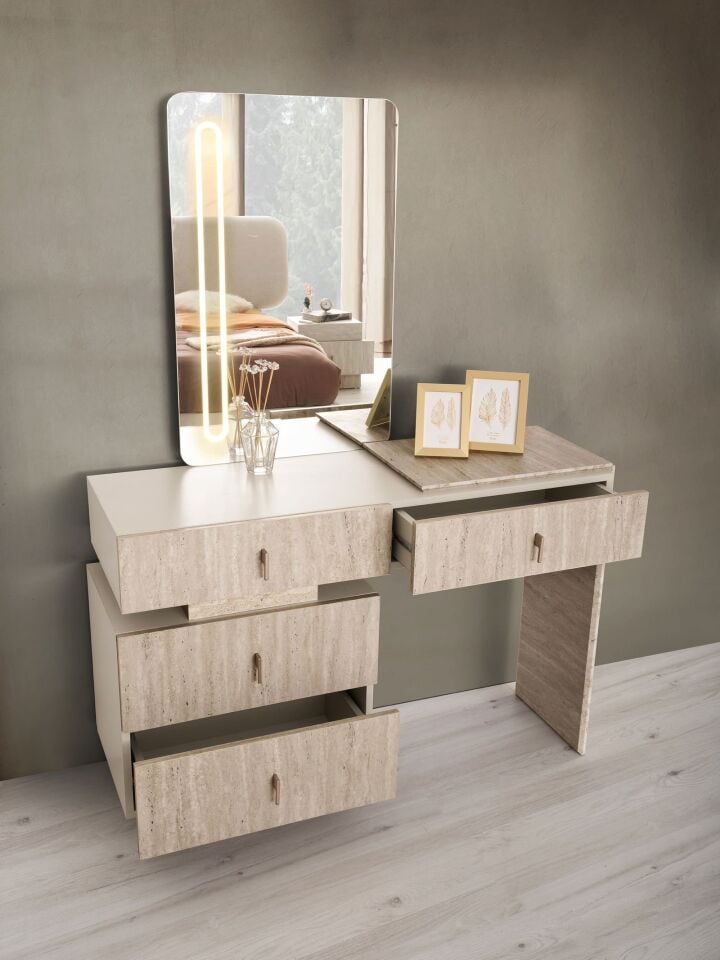 Şehzade KumBeji 4 Çekmeceli Aynalı Kapadokya Şifonyer