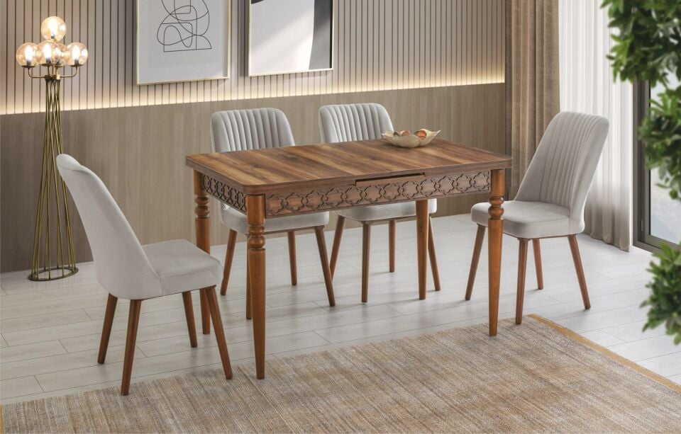 MDF Masa/Ceviz-Ohrid Sandalye Masa Takımı