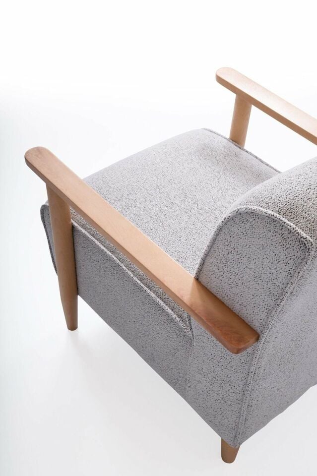 İcon Ahşap Kollu Ayaklı Berjer