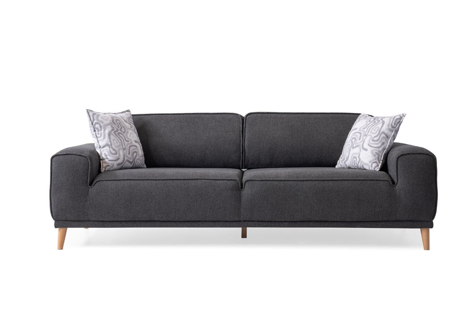 İcon Ahşap Ayaklı Mekanizmalı Siyah Kanepe