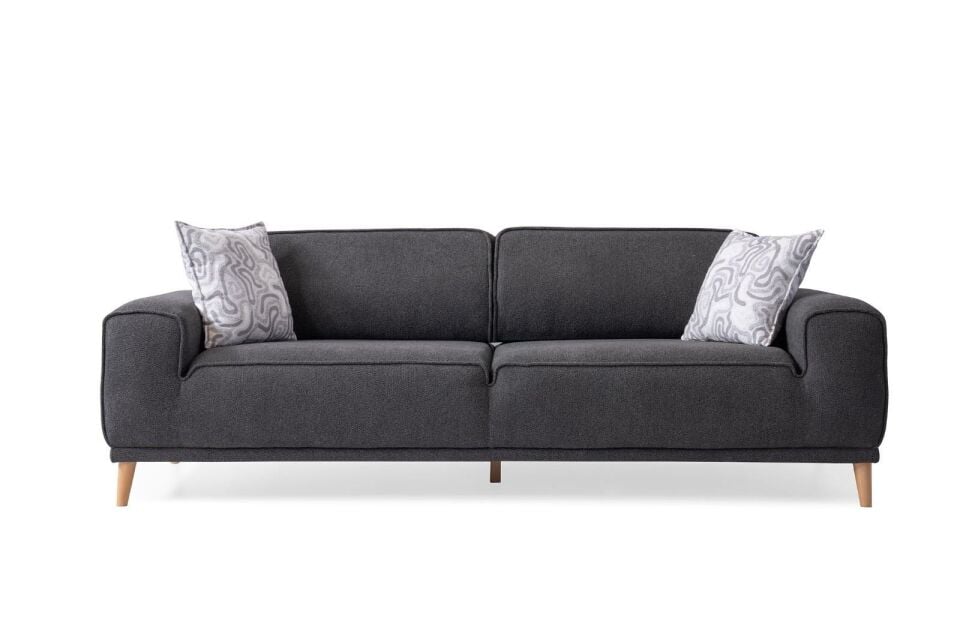 İcon Ahşap Ayaklı Mekanizmalı Siyah Kanepe