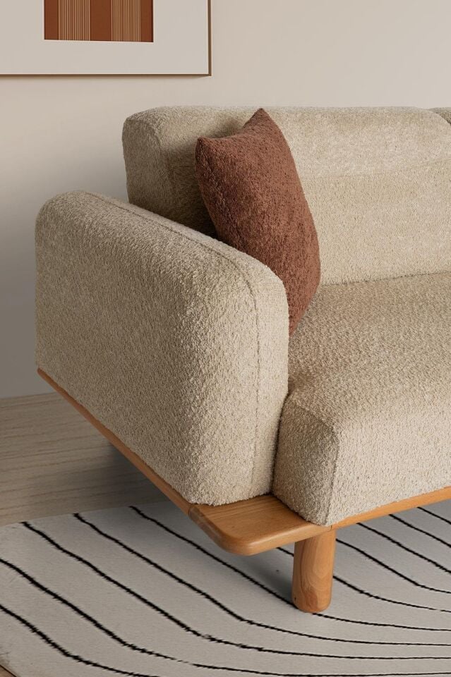 Gloria Ahşap Ayaklı Mekanizmalı 3+3+1 Koltuk Takımı