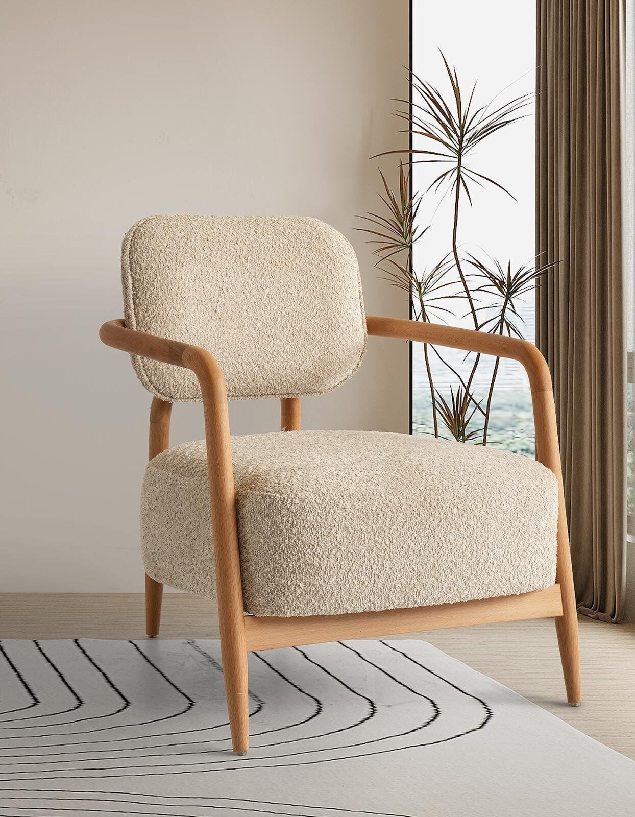 Gloria Ahşap Kollu Ayaklı Berjer