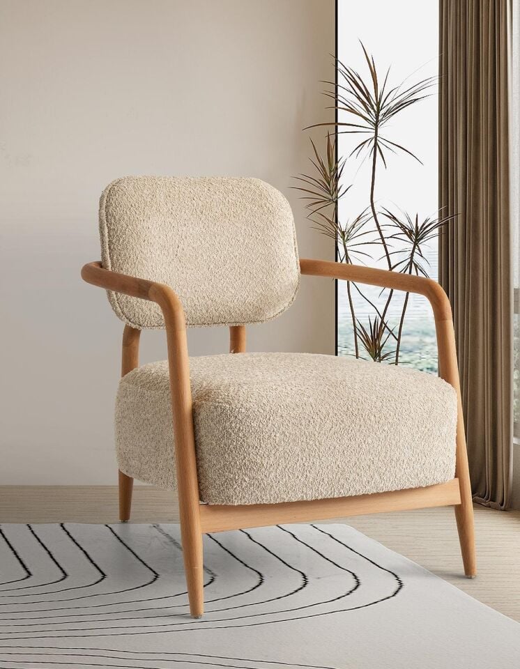 Gloria Ahşap Kollu Ayaklı Berjer