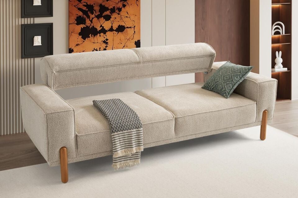 Oslo Ahşap Ayaklı Mekanizmalı 3+3+1 Koltuk Takımı