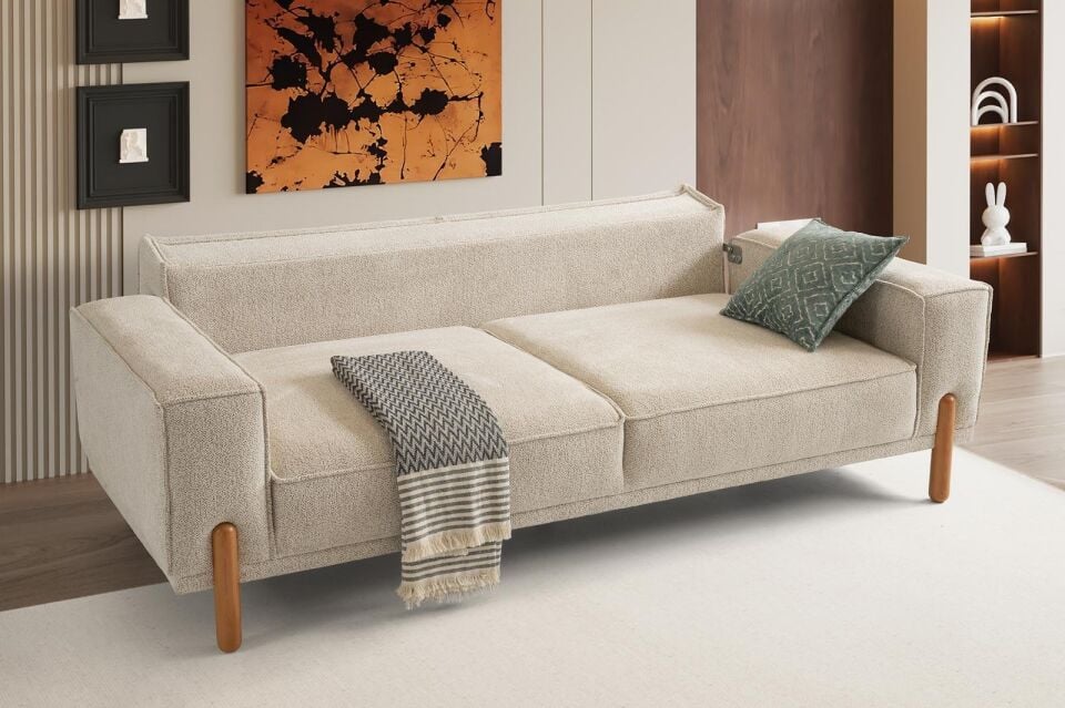 Oslo Ahşap Ayaklı Mekanizmalı Kanepe