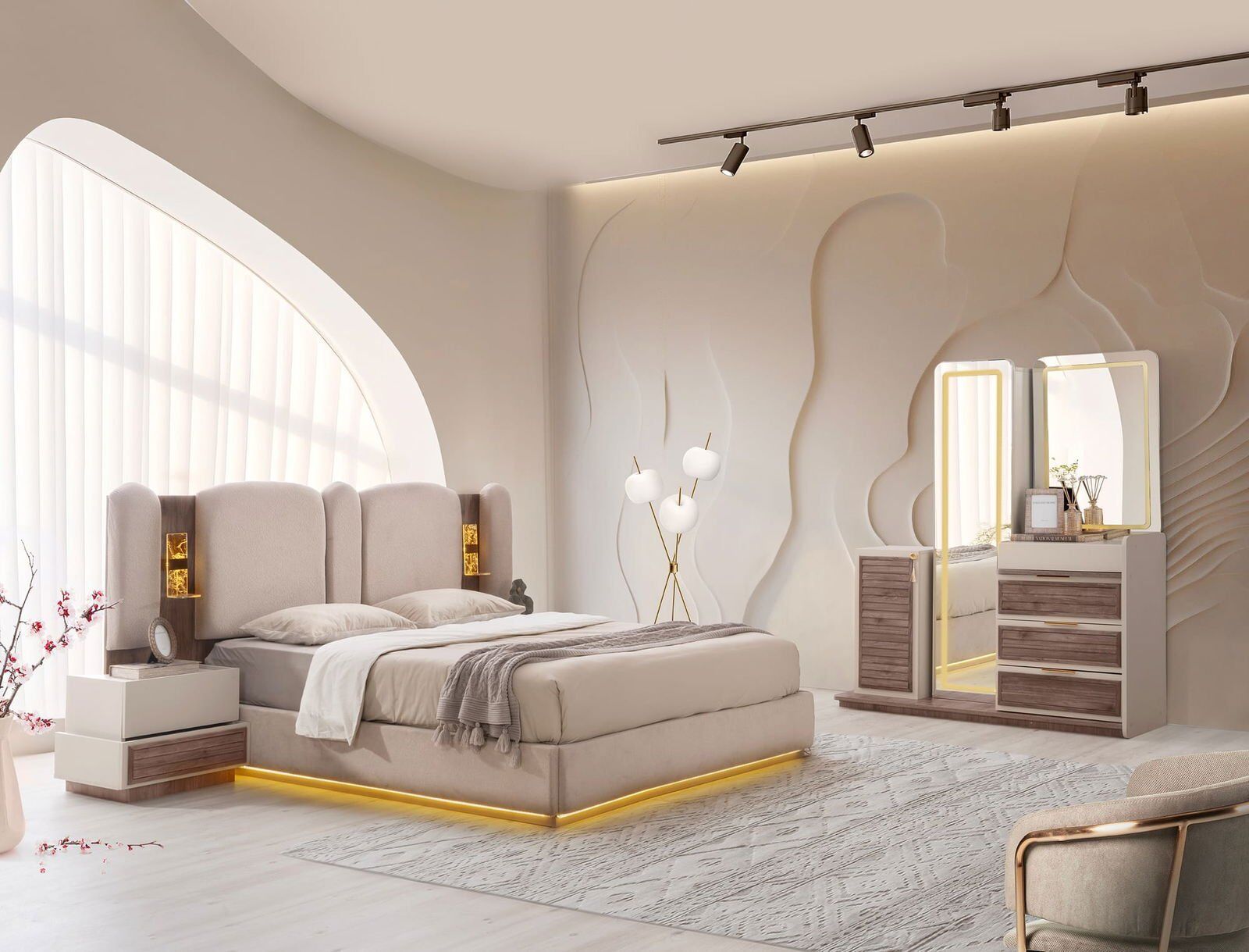 Şehzade KumBeji - Ceviz Ayasofya Yatak Odası Takımı