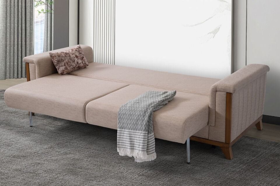 Esra Ahşap Ayaklı Mekanizmalı 3+3+1 Koltuk Takımı