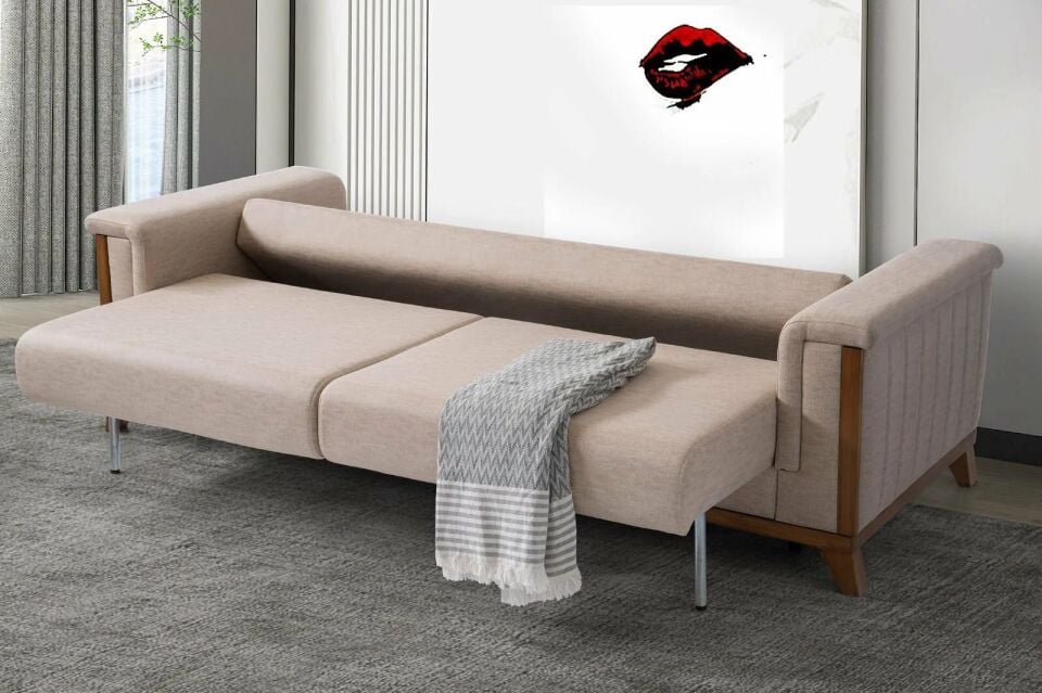 Esra Ahşap Ayaklı Mekanizmalı 3+3+1 Koltuk Takımı