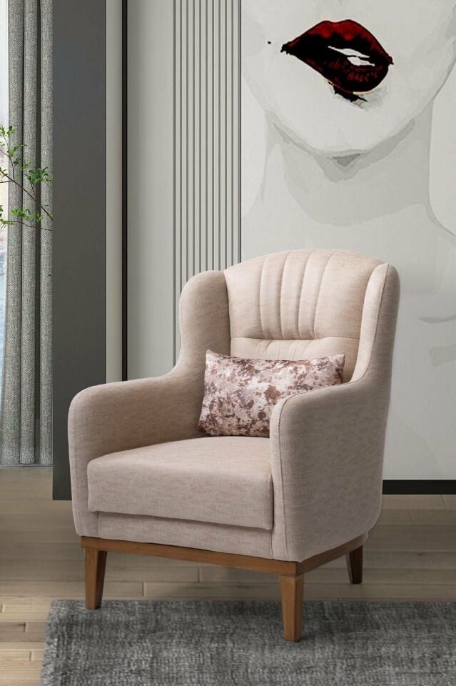 Esra Ahşap Ayaklı Mekanizmalı 3+3+1 Koltuk Takımı