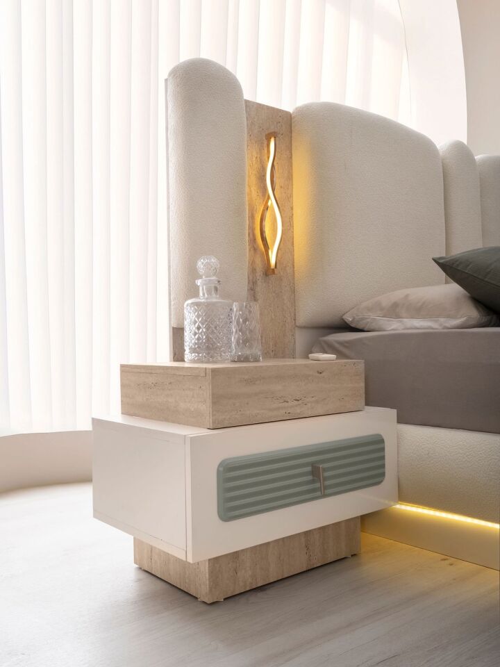 Şehzade Turkuaz 2 Çekmeceli 1 Adet Turkuaz Komidin