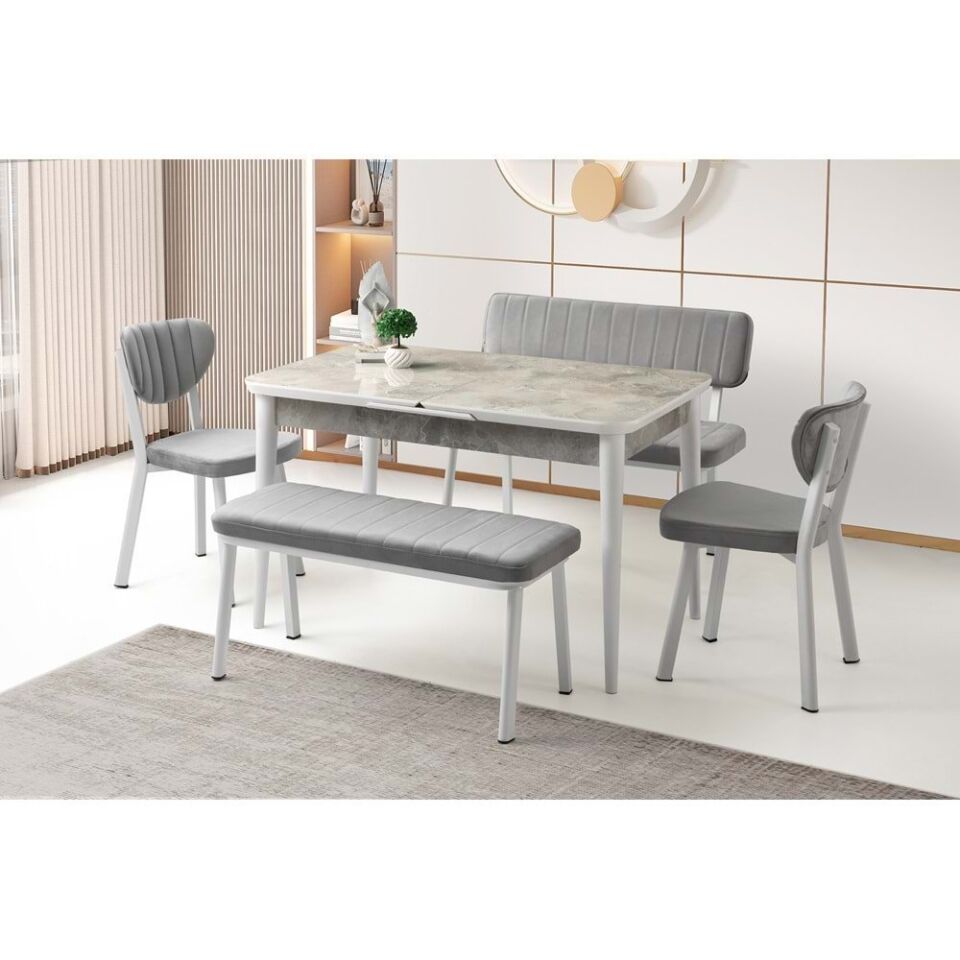 2 Esinti Sandalye - 1 Esinti Sırtlı - 1 Esinti Sırtsız 120+30 Kelebek Tekno kenar HG Açılabilir Masa Takımı