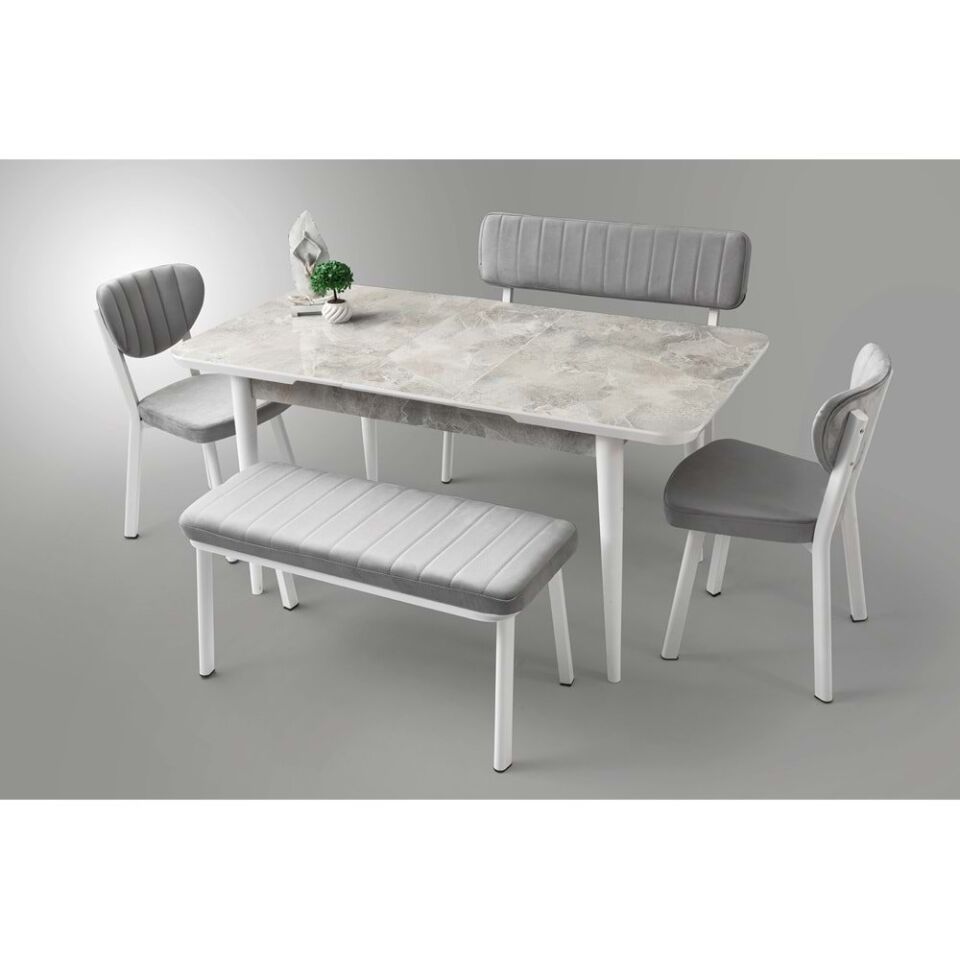 2 Esinti Sandalye - 1 Esinti Sırtlı - 1 Esinti Sırtsız 120+30 Kelebek Tekno kenar HG Açılabilir Masa Takımı